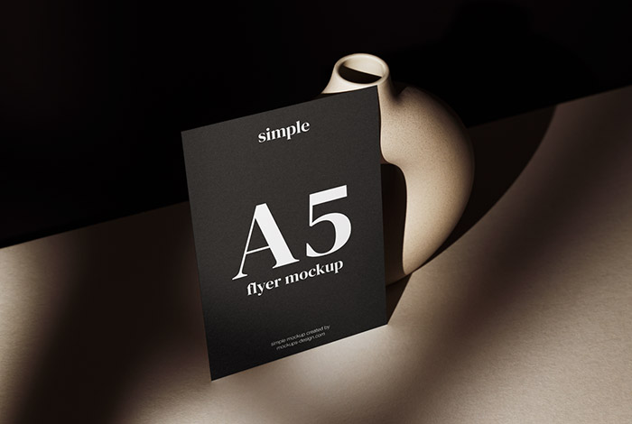 A5 flyer on dark background mockup