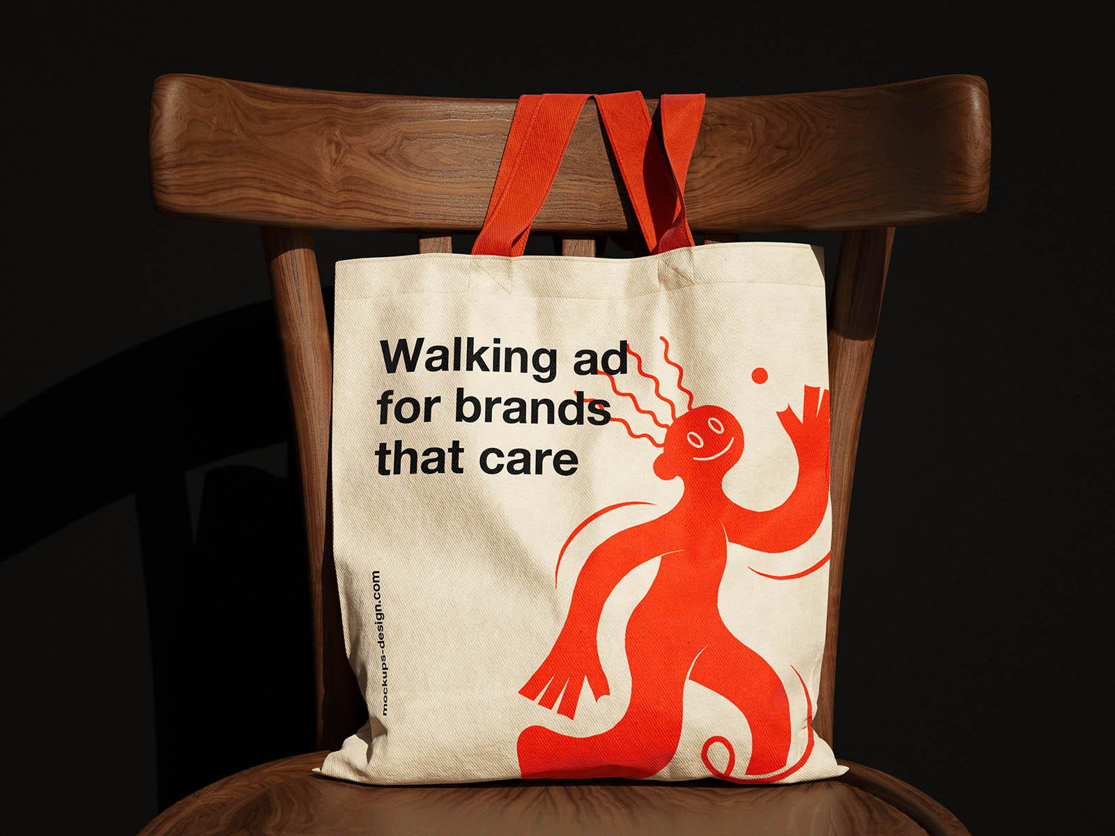 Canvas tote bag on chair mockup