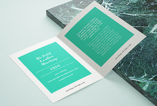 Free bi fold leaflet mockup