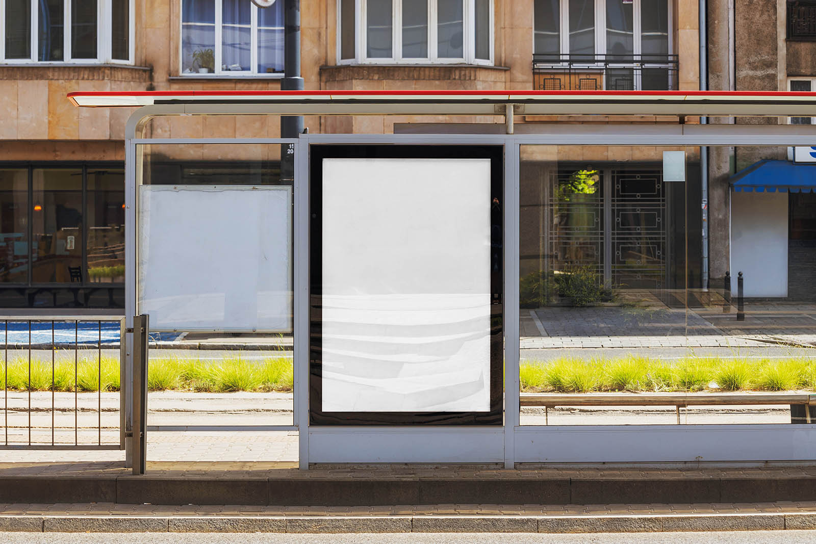 Urban transit shelter poster mockup