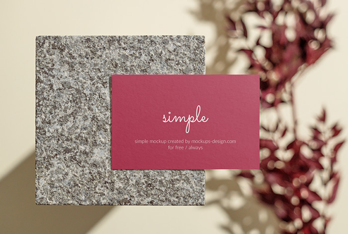 Business card on stone tile mockup