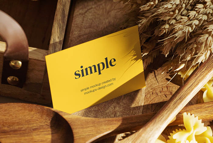 Business card in the kitchen mockup