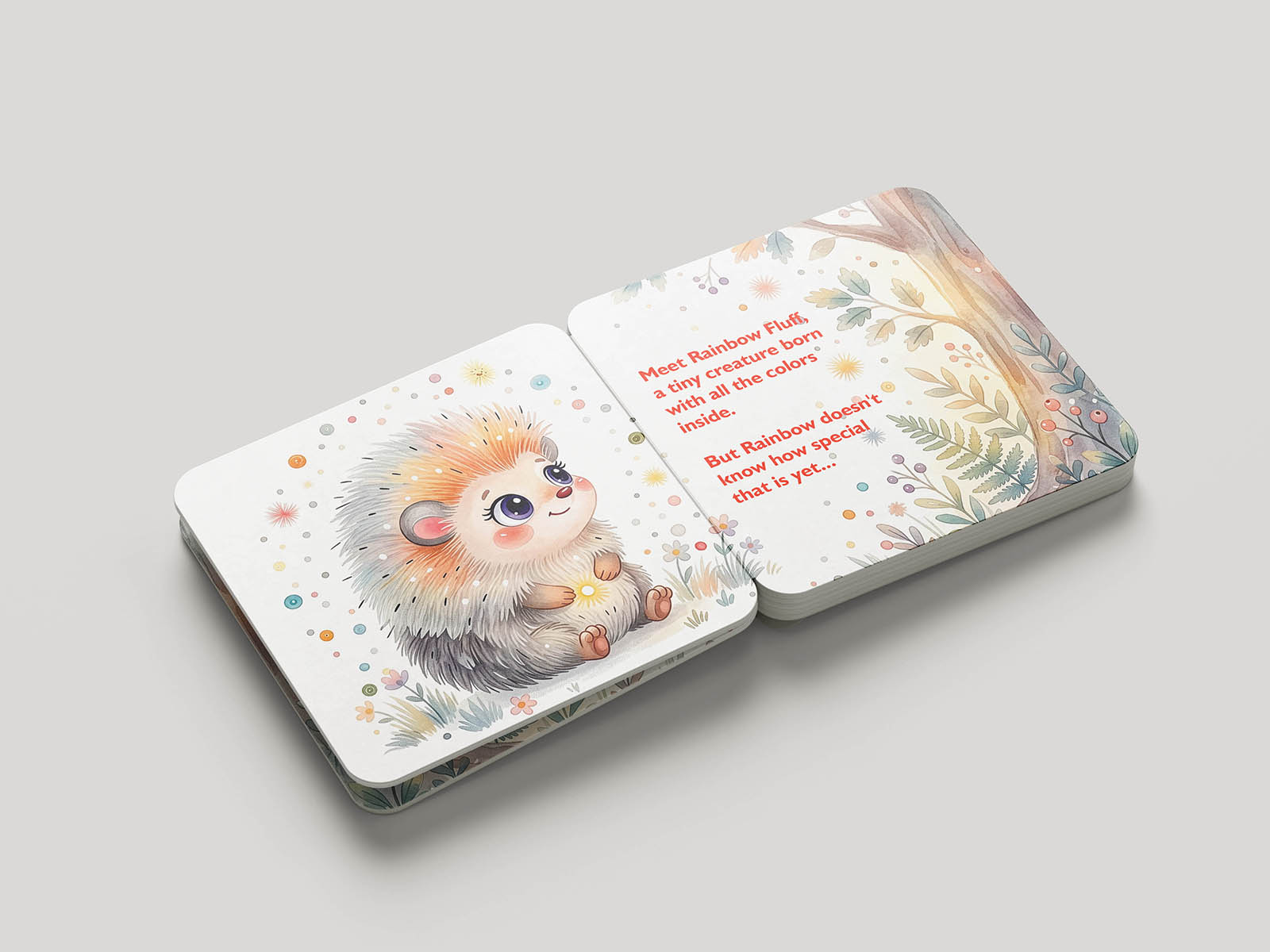 Square board children's book mockup
