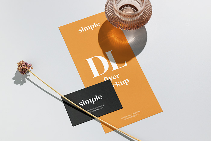 Business card with DL flyer mockup
