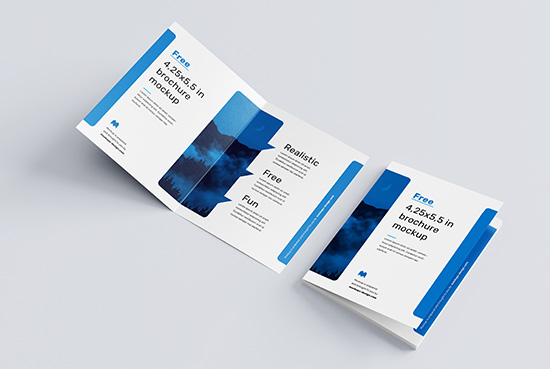 Free bifold brochure mockup / 4.25 x 5.5 in