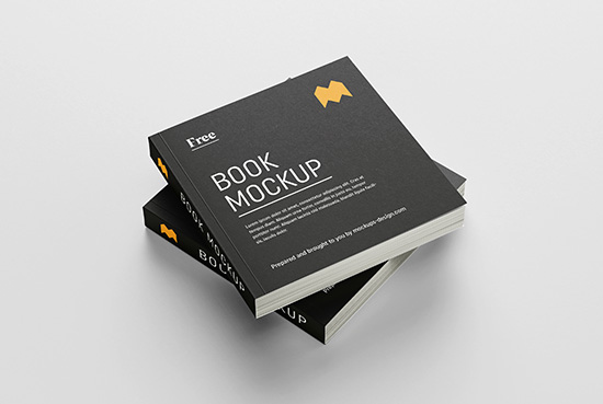 Free square book mockup