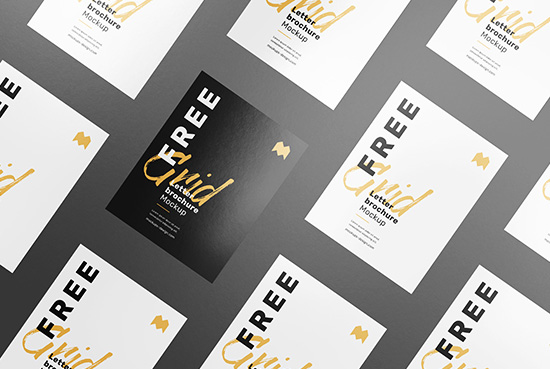 Free grid letter brochure mockup
