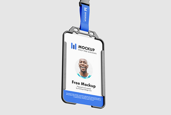 Free plastic ID holder mockup