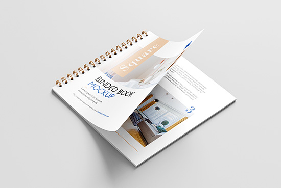 Free square binded brochure mockup