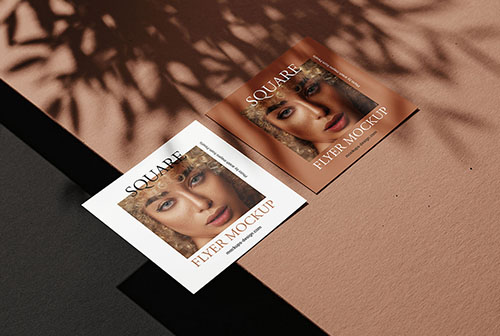 Square flyers and the strong shadows mockup