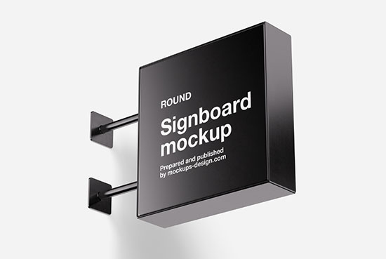 Square signboard mockup