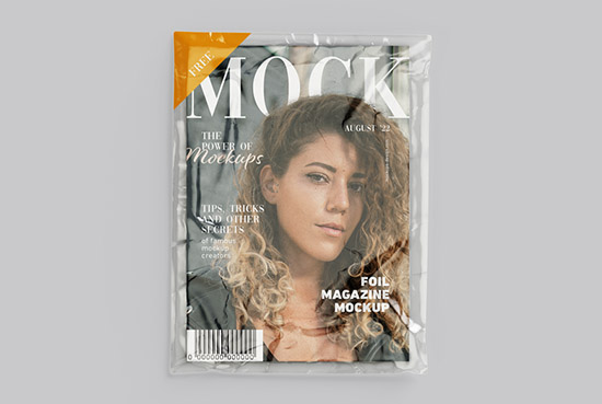 Free magazine in foil mockup