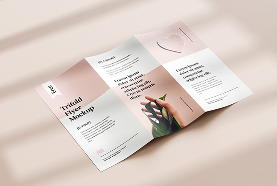 Free tri-fold DL flyer mockup