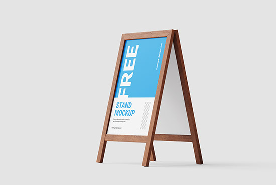 Free wooden stand mockup