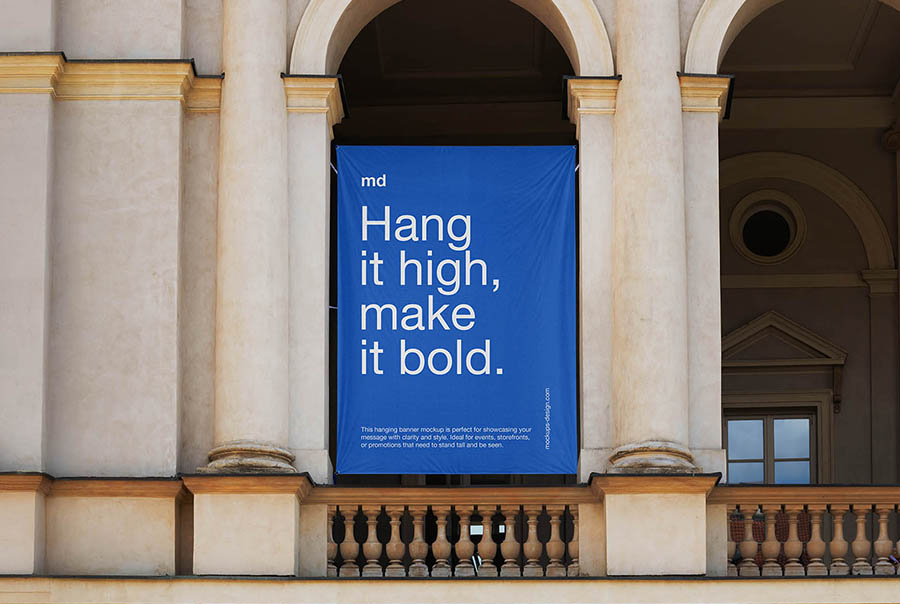 Classic hanging banner mockup