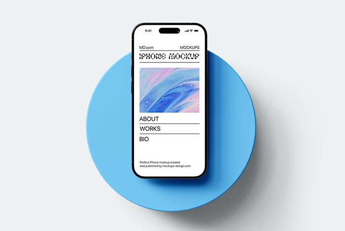 iPhone 15 on podium mockup