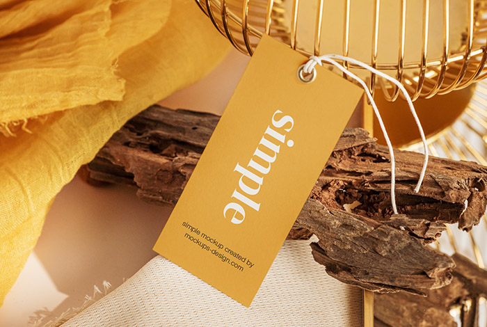 Yellow scene with label tag mockup