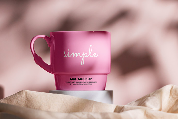 Free mug mockup with shadows on the background