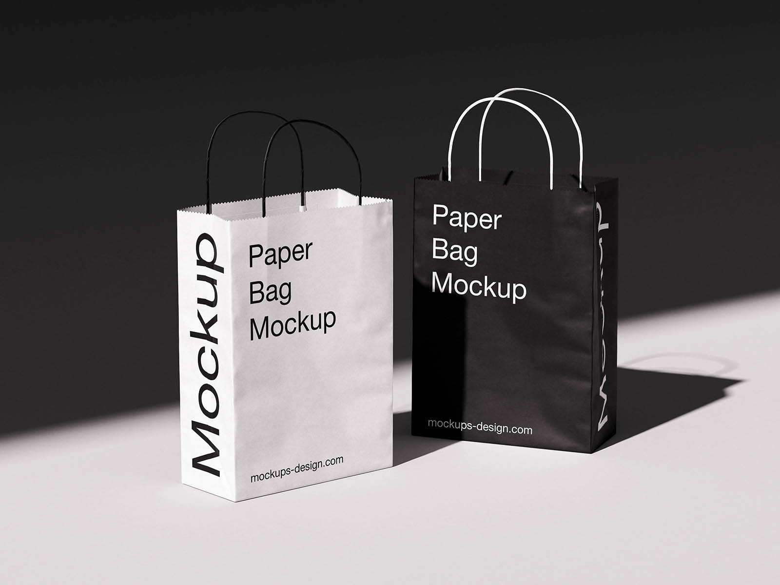 Twisted handle paper bag mockup