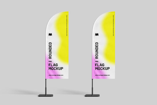 Rounded flag mockup