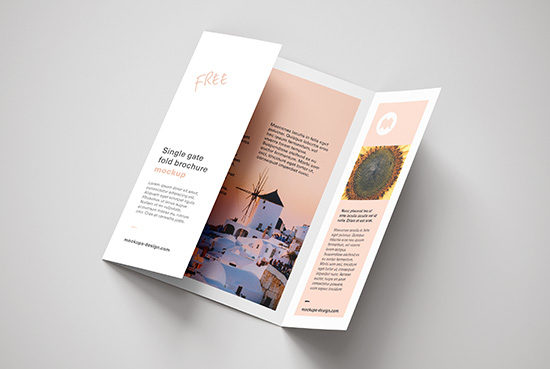 Free single gate fold brochure mockup