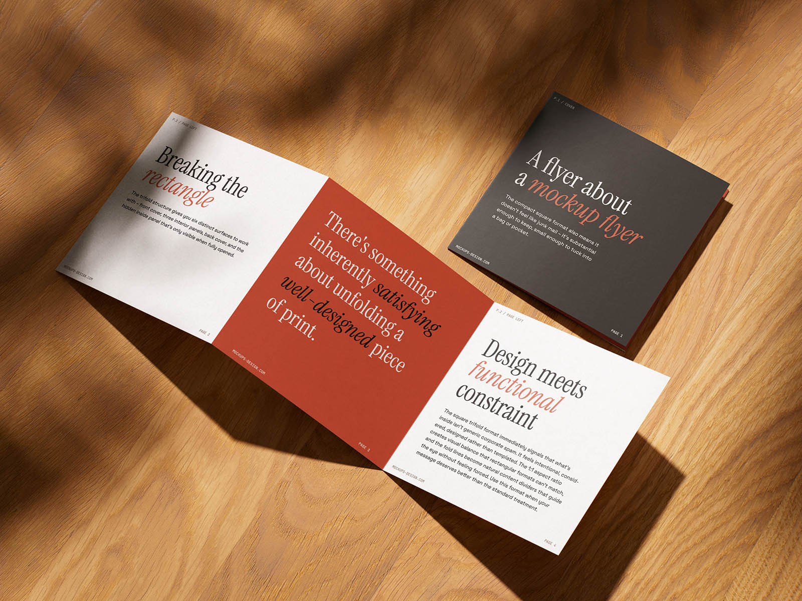 Square format trifold flyer mockup