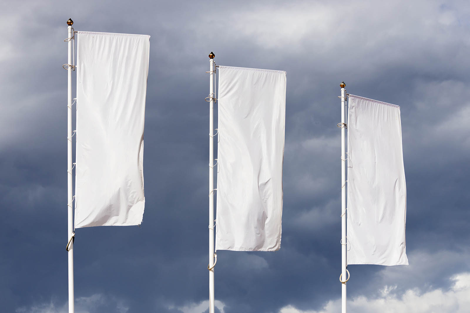 Outdoor triple flag mockup
